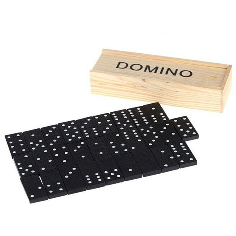 Kids Outdoor Education - 28pcs/Set Wooden Domino Board Games Table