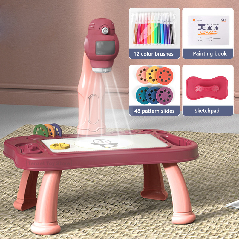 Kids Education Tablet - Smart Projector Kids Painting Table Set