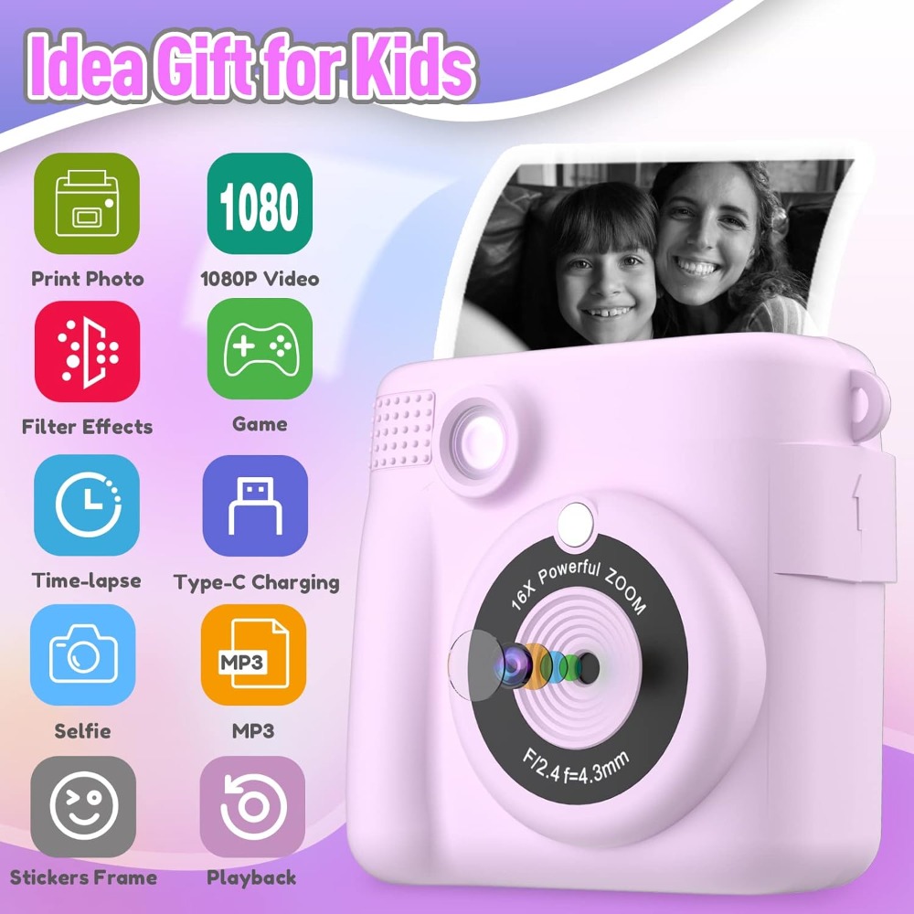 Instant Print Camera for Kids, - огляд і ціна Kids Education Video