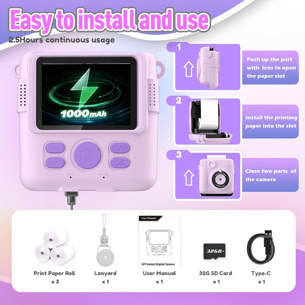 Instant Print Camera for Kids, - огляд і ціна Kids Education Video