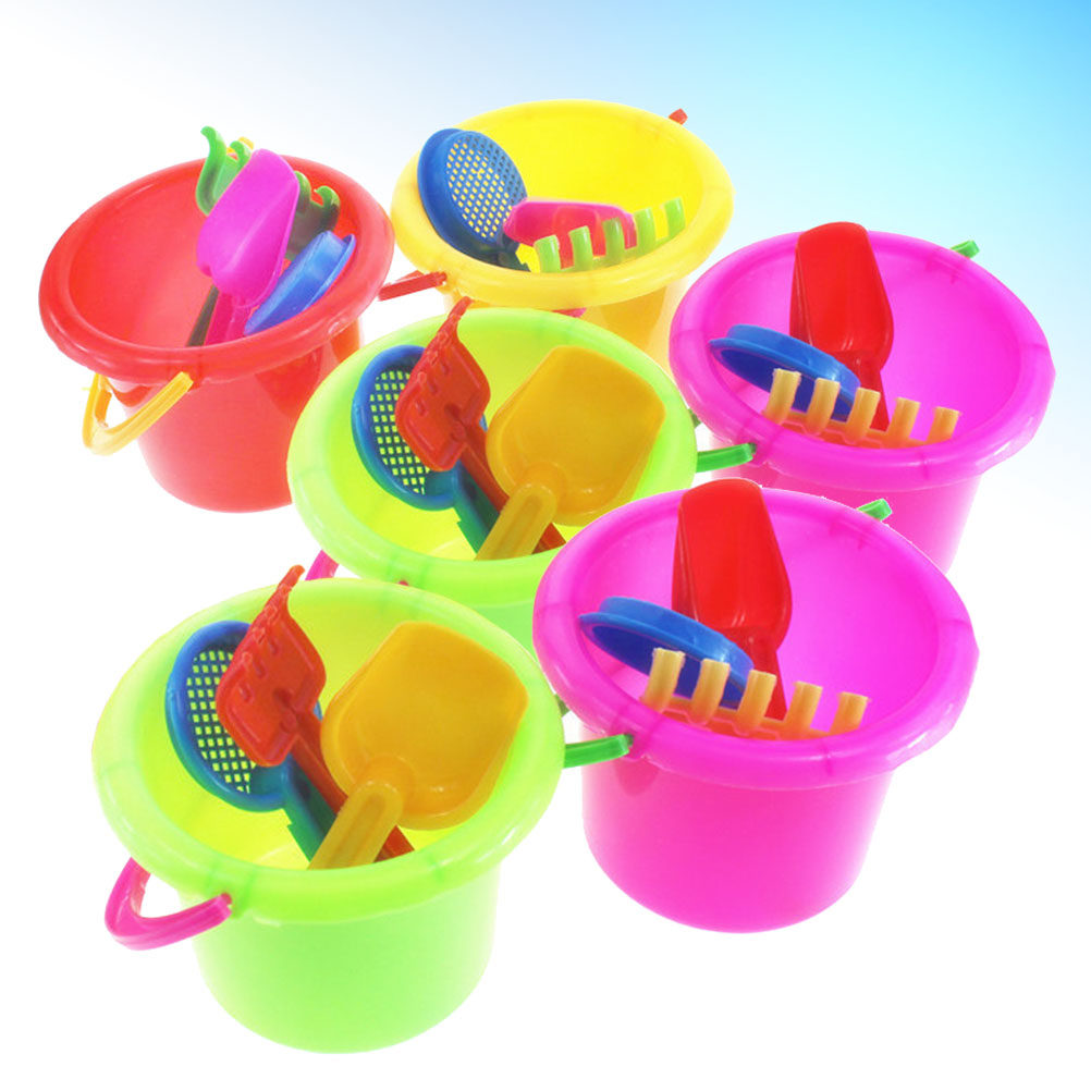 6Sets Beach Bucket Set Plastic - огляд і ціна Kids Outdoor Education