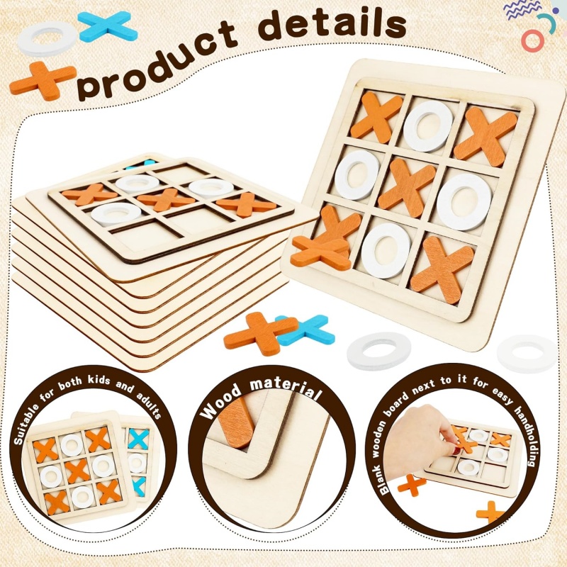 Wooden Tic Tac Toe Games Puzzl - огляд і ціна Kids Education Template