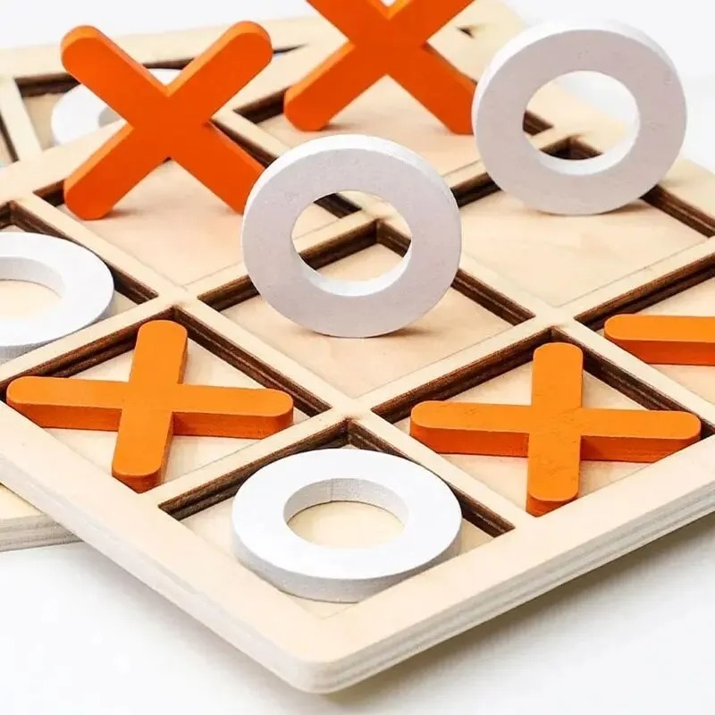 Wooden Tic Tac Toe Games Puzzl - огляд і ціна Kids Education Template