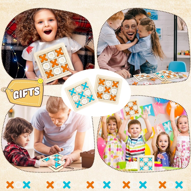 Wooden Tic Tac Toe Games Puzzl - огляд і ціна Kids Education Template