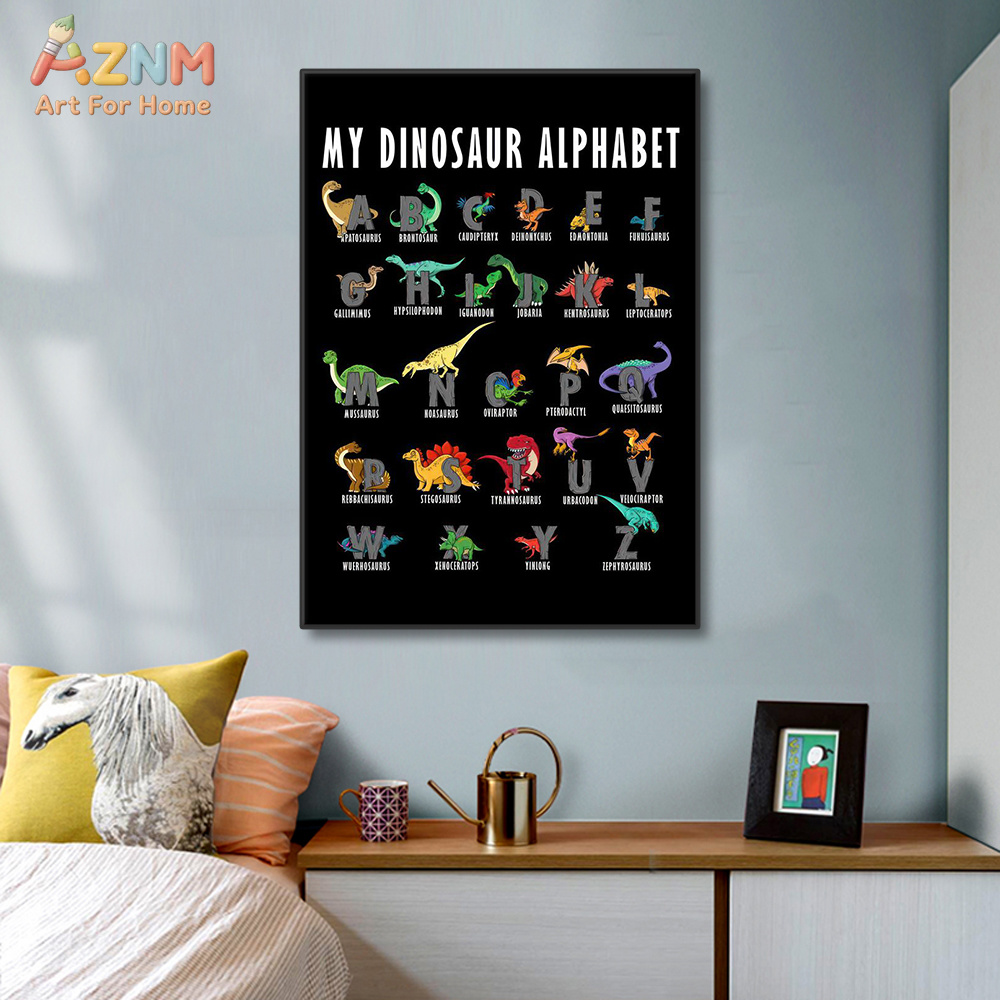AZNM Dinosaur Alphabet Canvas  - огляд і ціна Kids Education Background