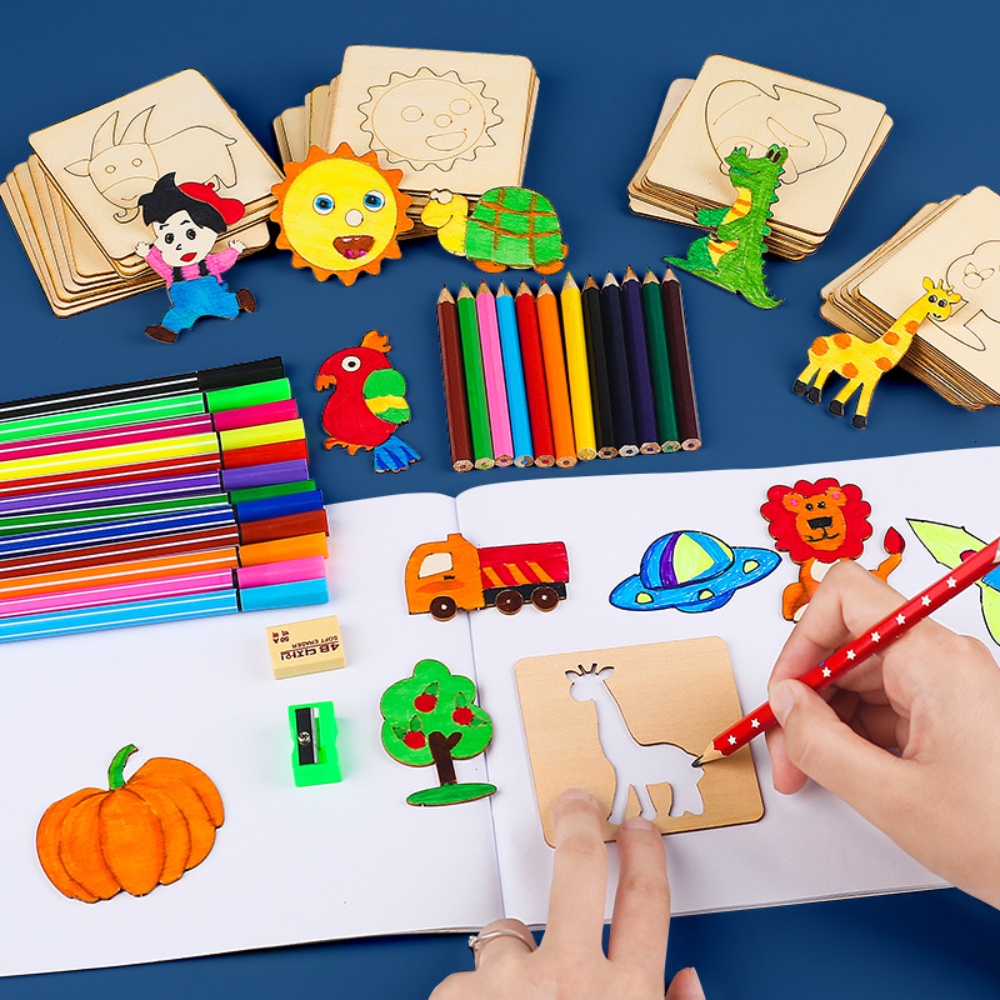 20pcs Kids Drawing Toys Wooden - огляд і ціна Kids Education Template