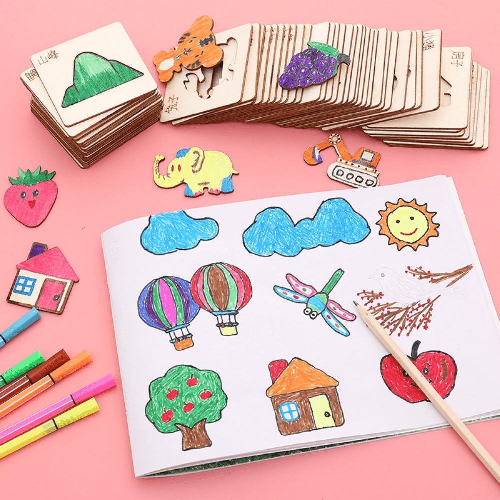 20pcs Kids Drawing Toys Wooden - огляд і ціна Kids Education Template