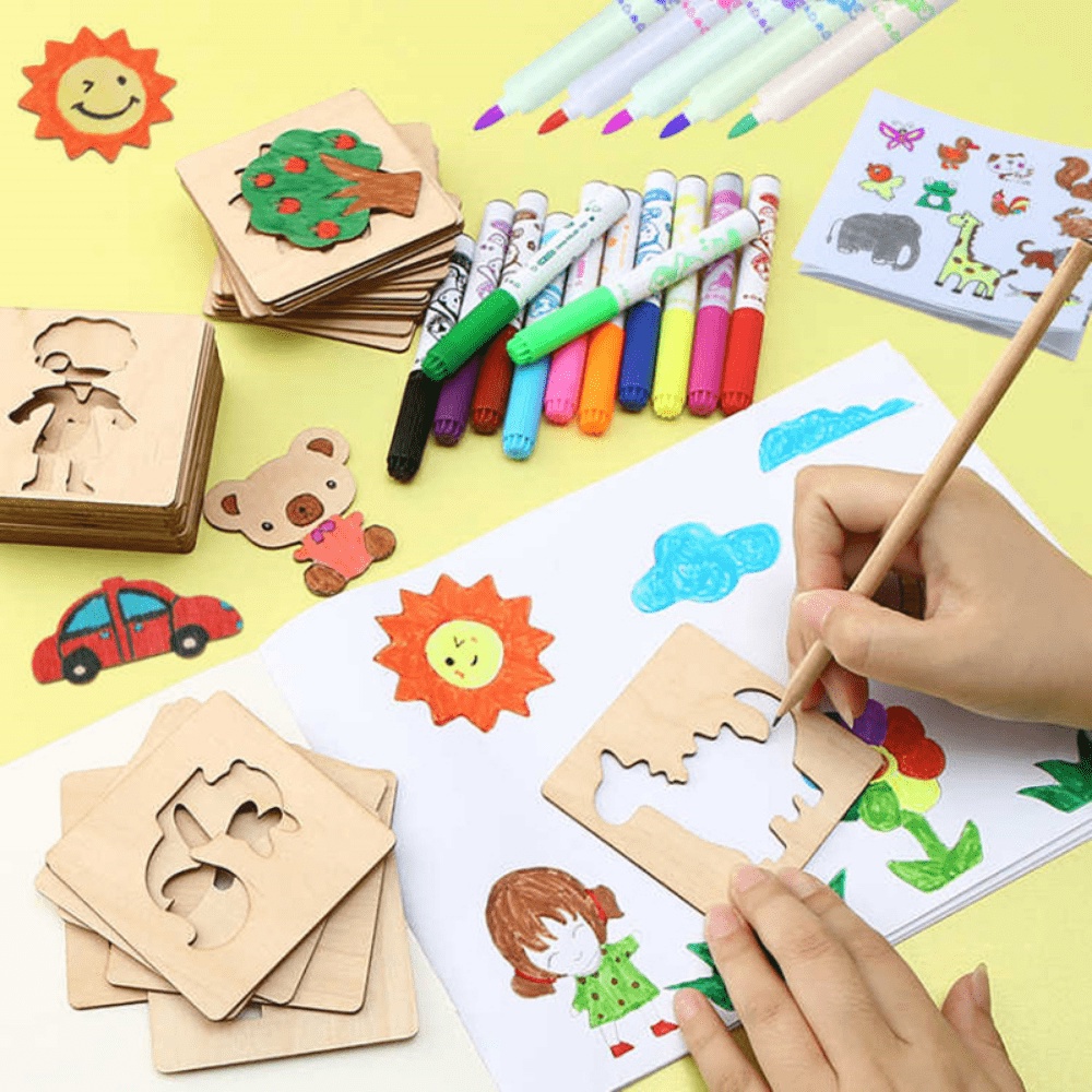 20pcs Kids Drawing Toys Wooden - огляд і ціна Kids Education Template